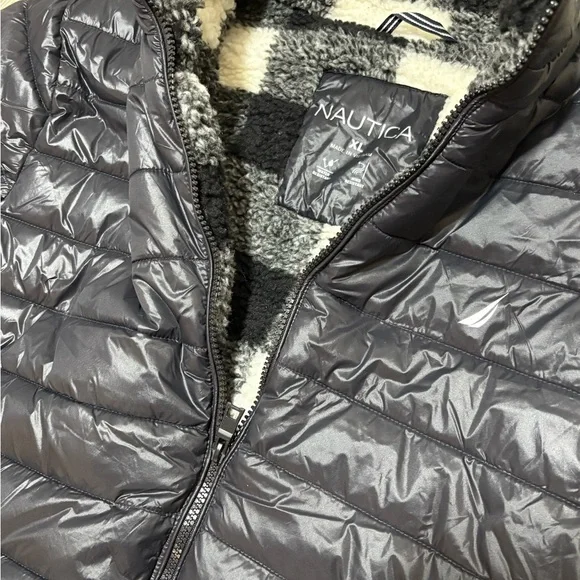 EUC Nautica‎ Full Fleece-Lined Puffer Coat Jacket In Black Men’s Size XL